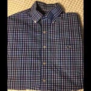 Vineyard Vines Slim Fit Tucker Plaid Shirt L Casual Button Down Blue